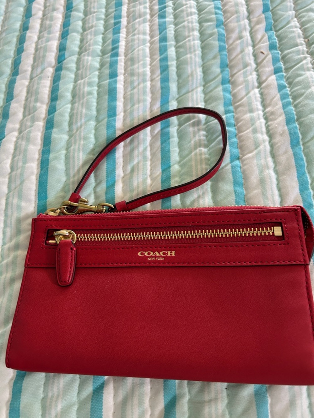 Coach Red Leather Wristlet -good condition